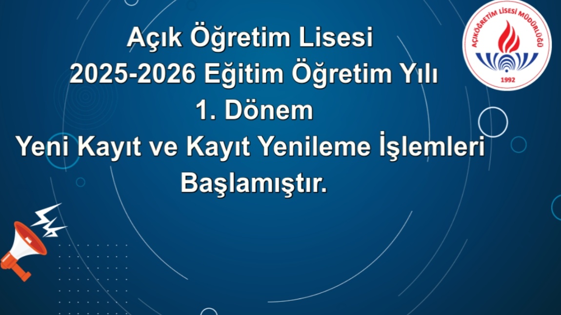Açık Öğretim Lisesi Kayıt İşlemleri Başlamıştır...